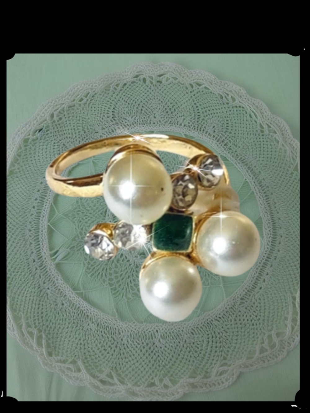 Pearl Cluster & Jade Fashion Ring
